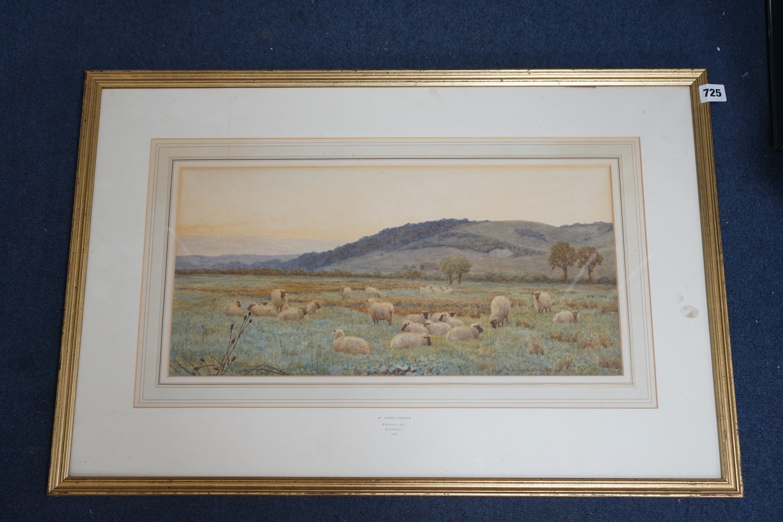 William Sidney Cooper (1854-1927), watercolour, ‘Whitchurch Hill, Oxfordshire’, signed and dated '83, 24 x 49cm. Condition - fair